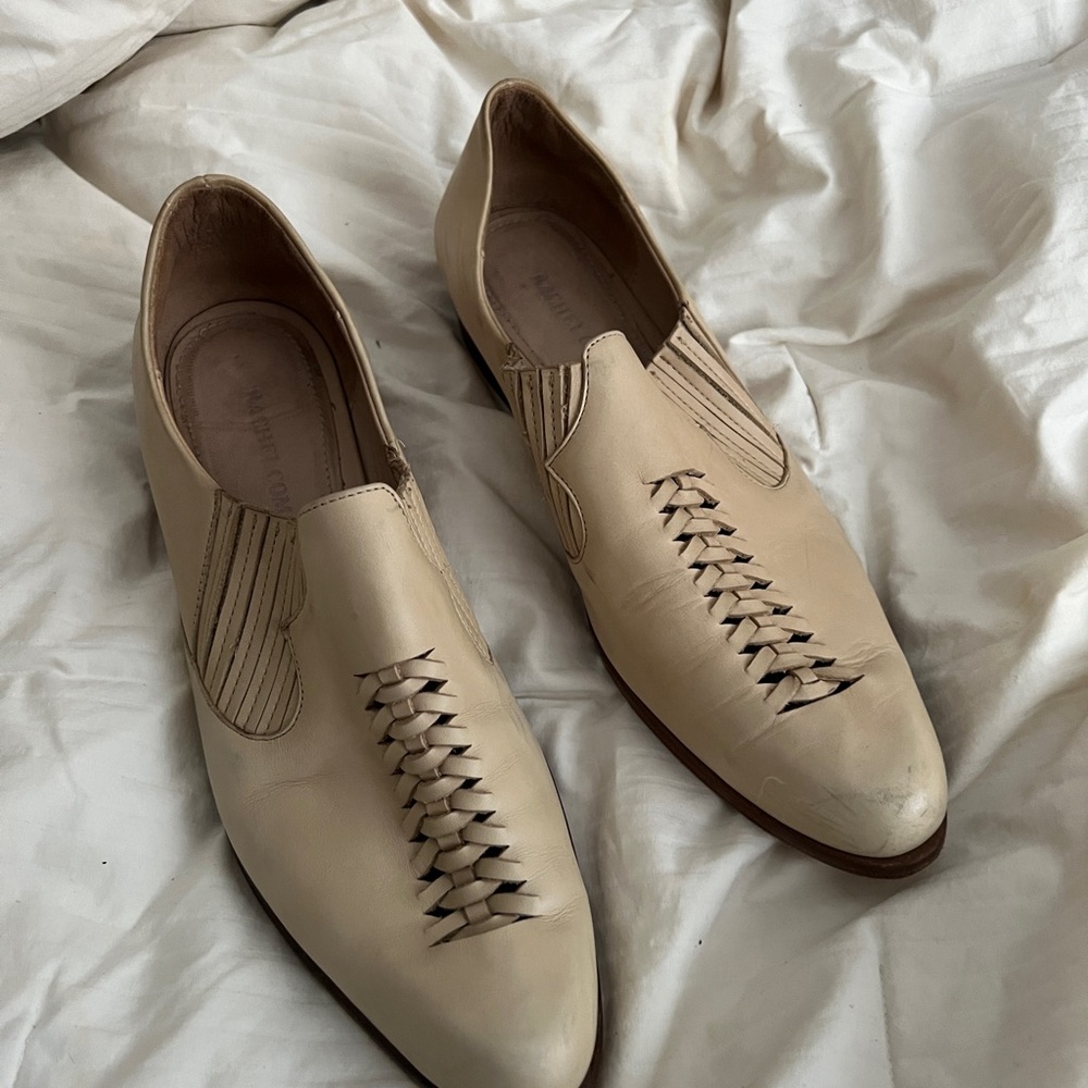Beige Leather Loafers